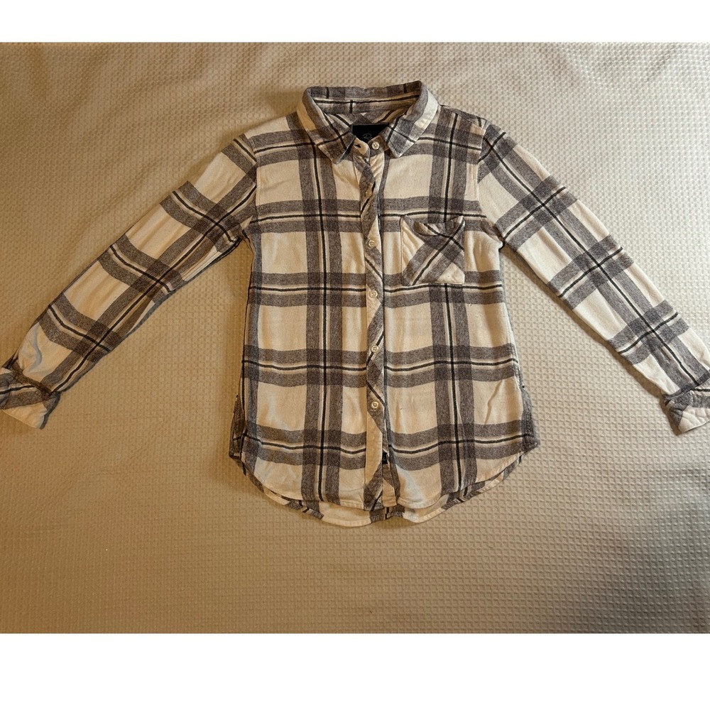 Rails Hunter Plaid Button Down Shirt White Grey XS Extra Small Flannel SOFT Warm